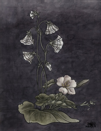 Yang Jiechang, These are still Flowers 1913-2013 No. 6, 2013, Ink and mineral pigments on silk, mounted on canvas, 90 x 70 cm